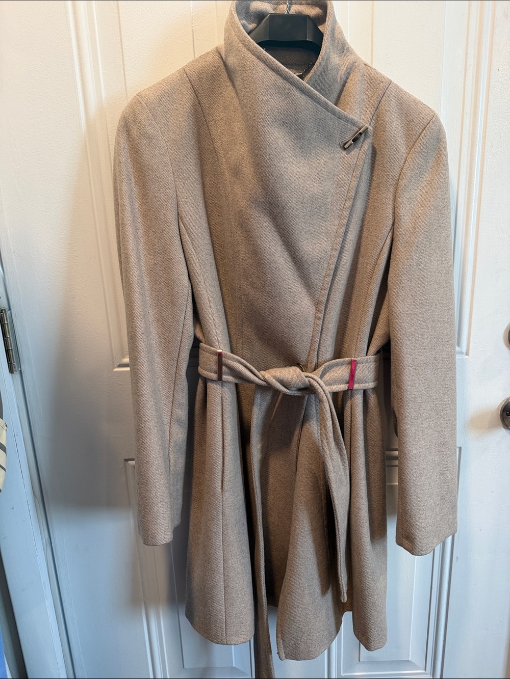 Calvin Klein Women's Beige/Tan Belted Wool-Blend Trench Coat